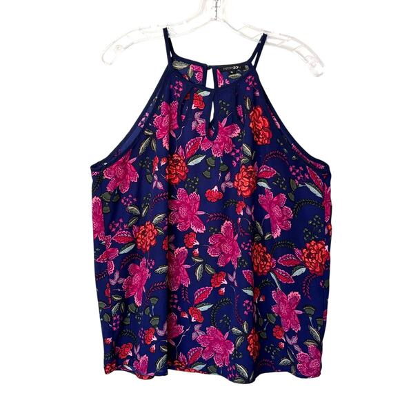 Papermoon Wms Walita Cutout Detail Navy Floral Sleeveless Strappy Blouse Size XL - Picture 1 of 8